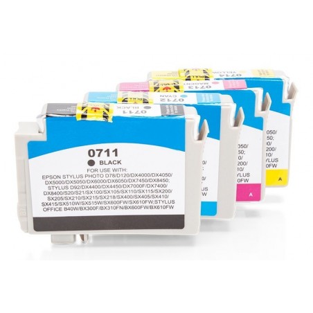Compatible Epson C13T07154010 / C13T07154012 / T0715 ink saving set (each 1 x BK,C,M,Y) 4 pcs.