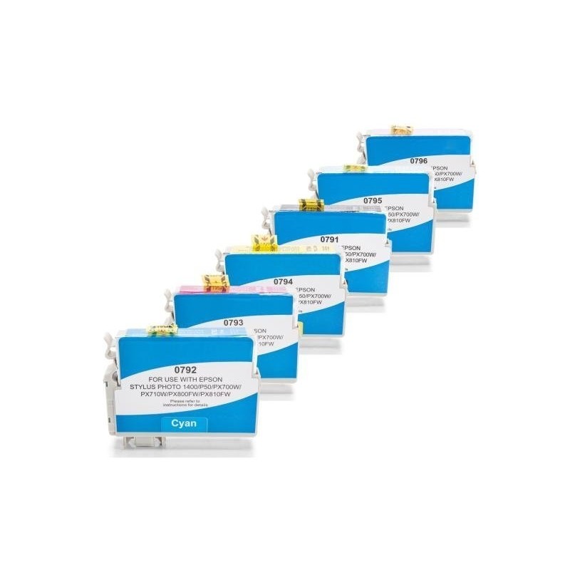 Compatible Epson T0791-T0796 Ink Spar-Set (BK,C,M,Y,LC,LM) 6pcs