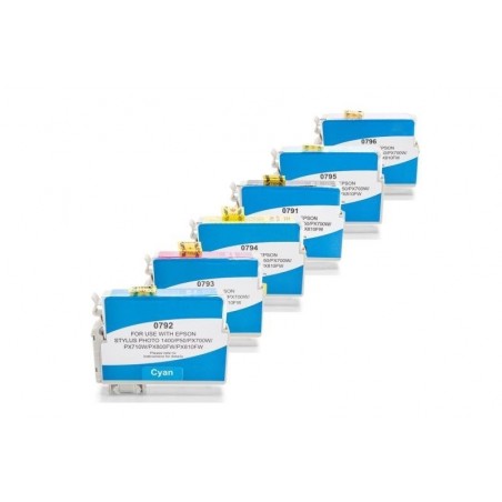 Compatible Epson T0791-T0796 Ink Spar-Set (BK,C,M,Y,LC,LM) 6pcs